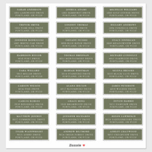 Olijfgroen Individuele gast Adresetiketten Sticker