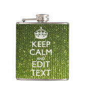 Olijfgroen kalm houden met Jouw tekst Heupfles (Voorkant)