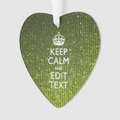 Olijfgroen kalm houden met Jouw tekst Ornament (voorkant)