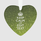 Olijfgroen kalm houden met Jouw tekst Ornament (voorkant)