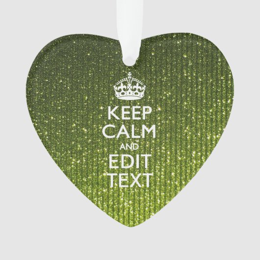 Olijfgroen kalm houden met Jouw tekst Ornament (voorkant)