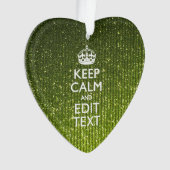 Olijfgroen kalm houden met Jouw tekst Ornament (voorkant)