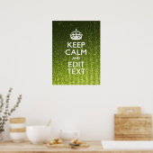 Olijfgroen kalm houden met Jouw tekst Poster (Keuken)