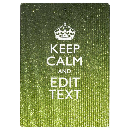 Olijfgroen Keep Calm met je tekst Klembord (Achterkant)