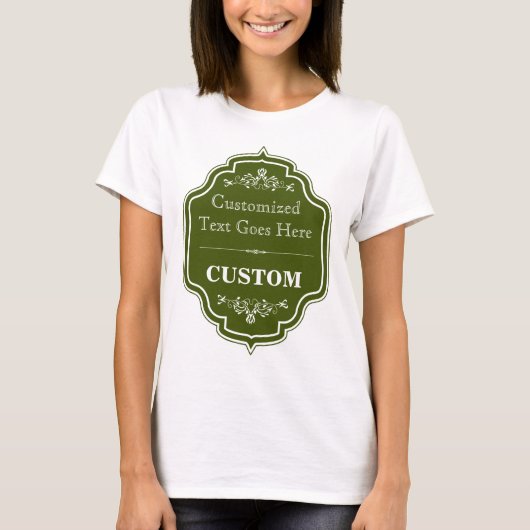 Olijfgroen label T-shirt (Voorkant)