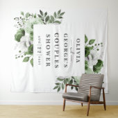 Olijfgroen land Bloemenparen Douche achtergrond Wandkleed (In Situ (horizontaal))