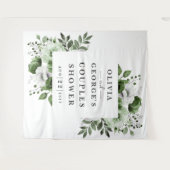 Olijfgroen land Bloemenparen Douche achtergrond Wandkleed (Voorkant (horizontaal))