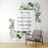 Olijfgroen land Bloemenparen Douche achtergrond Wandkleed (In situ)