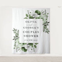 Olijfgroen land Bloemenparen Douche achtergrond