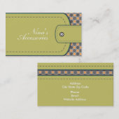 Olijfgroen leder ziet er uit en patrooneert modern visitekaartje (Voorkant / Achterkant)