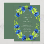 Olijfgroen Levendig Botanisch Huwelijk Kaart (Voorkant / Achterkant)