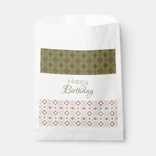 Olijfgroen met bordeaux patroon bedankzakje (Voorkant)