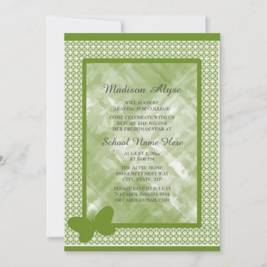 Olijfgroen met Butterfly College Trunk Party Kaart (Voorkant)