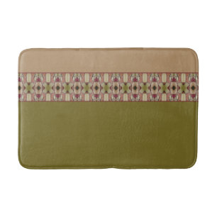 Olijfgroen met decoratief patroon badmat