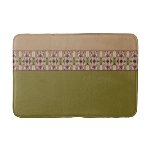 Olijfgroen met decoratief patroon badmat (Voorkant)