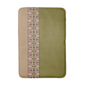 Olijfgroen met decoratief patroon badmat (Voorkant Verticaal)