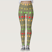 Olijfgroen met polka-Stippen Leggings (Voorkant)