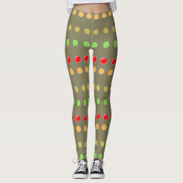 Olijfgroen met polka-Stippen Leggings