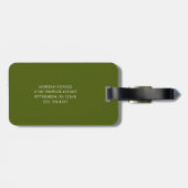 Olijfgroen met QR-code | Modern monogram Bagagelabel (Achterkant horizontaal)