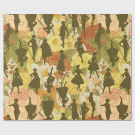 olijfgroen midden jaren 1950  silhouet cadeaupapier