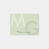 Olijfgroen minimaal schoon modern groot monogram post-it® notes (Voorkant)