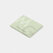 Olijfgroen minimaal schoon modern groot monogram post-it® notes (Schuin)
