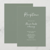 Olijfgroen Minimal Modern Wedding Receptie Kaart (Voorkant / Achterkant)