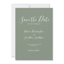 Olijfgroen Minimal Wedding Save the Date