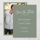 Olijfgroen Minimal Wedding Save the Date (Voorkant / Achterkant)