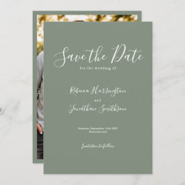 Olijfgroen Minimal Wedding Save the Date
