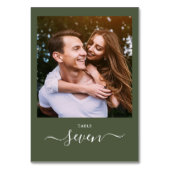Olijfgroen minimalistisch elegante script foto kaart (Voorkant)