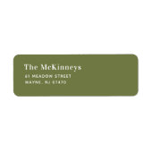 Olijfgroen minimalistisch retouradres etiket (Voorkant)