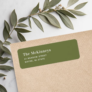 Olijfgroen minimalistisch retouradres etiket