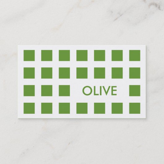 olijfgroen (mod-kwadraten) visitekaartje (Voorkant)