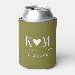 Olijfgroen Modern Bruiloft Monogram Blikjeskoeler