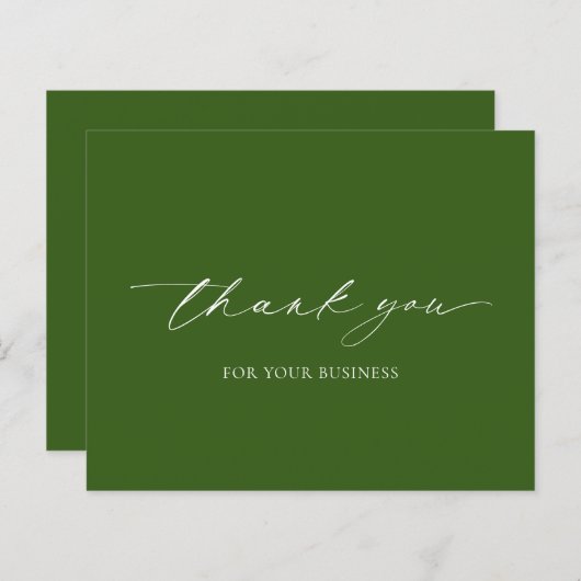 Olijfgroen Modern Budget Business Dank u kaart (Voorkant / Achterkant)
