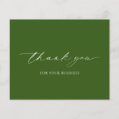 Olijfgroen Modern Budget Business Dank u kaart (Voorkant)