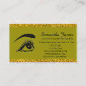 Olijfgroen Modern Eyelash Artist Shimmer Gold Visitekaartje (Achterkant)