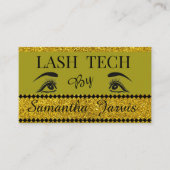 Olijfgroen Modern Eyelash Artist Shimmer Gold Visitekaartje (Voorkant)