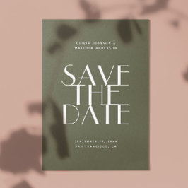 Olijfgroen modern minimalistisch QR code bruiloft Save The Date