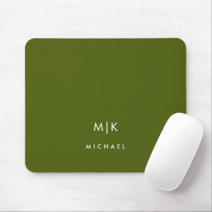 Olijfgroen Modern Monogram Muismat