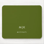 Olijfgroen | Modern Monogram Muismat (Voorkant)