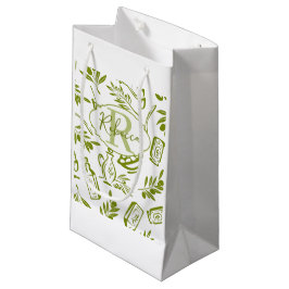 Olijfgroen modern monogram naam schrift waterverf klein cadeauzakje