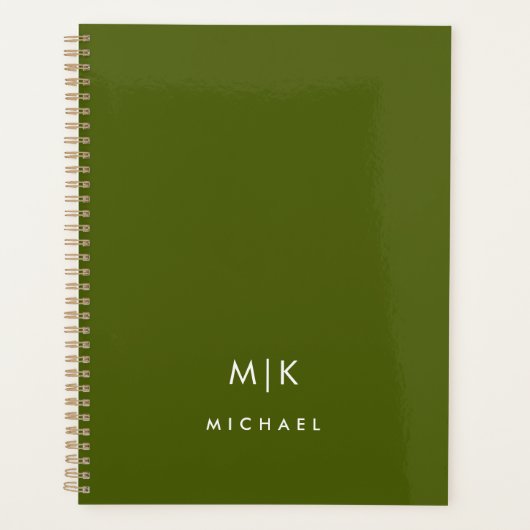 Olijfgroen | Modern Monogram Planner (Voorkant)