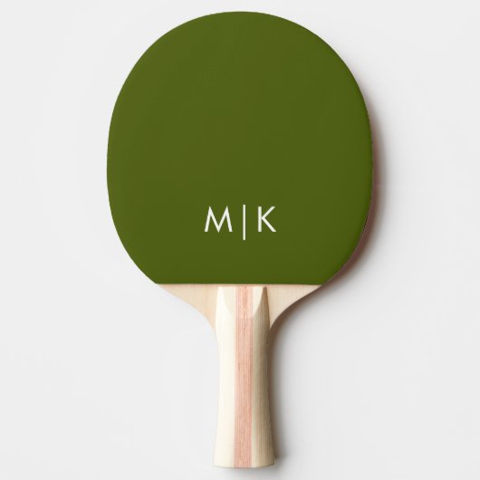 Olijfgroen | Modern Monogram Tafeltennisbatje (Voorkant)