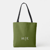 Olijfgroen | Modern Monogram Tote Bag (Achterkant)