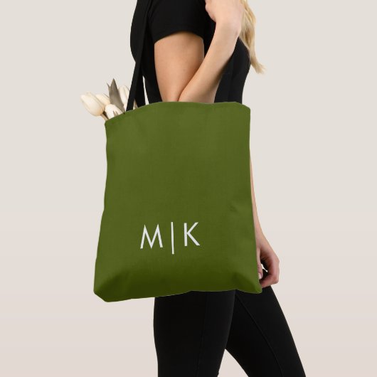 Olijfgroen | Modern Monogram Tote Bag (Dichtbij)