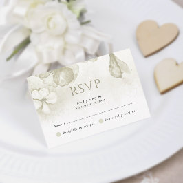 Olijfgroen Modern Waterverf Bloemenbruiloft RSVP Kaartje