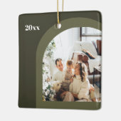 Olijfgroen Moderne boog Foto Modern 2023 Keramisch Ornament (Links)