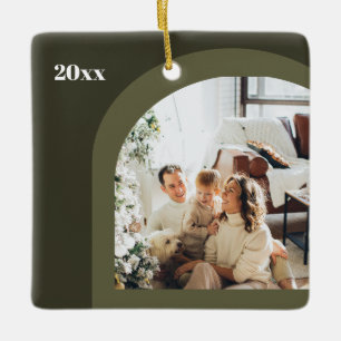Olijfgroen Moderne boog Foto Modern 2023 Keramisch Ornament